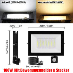 LED Fluter mit Bewegungsmelder Flutlicht Außen Strahler Scheinwerfer Baustrahler