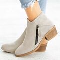 Damen Chelsea Boots Stiefeletten Chunky Heels Ankle Boots Seite Reißverschluss