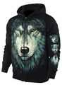 Hoodie Sweatshirt Kapuzenjacke Wolfskopf Jacke