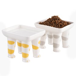 Keramik Futternapf Katze 2er Set - 400ml Fressnapf - Katzennapf erhöht