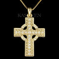 Irisch Keltisch Sonne Kreuz mit Swarovski Kristall Halskette Religiös Unisex Neu