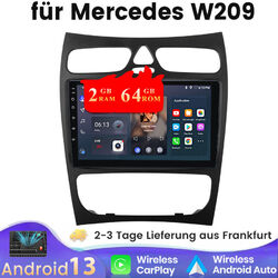 DAB+ 4+64GB Android 13 Autoradio Carplay GPS WIFI RDS Für Mercedes Benz CLK W209