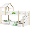 Kinderbett Spielbett Hausbett Design Etagenbett Hochbett mit Stauraum Treppen