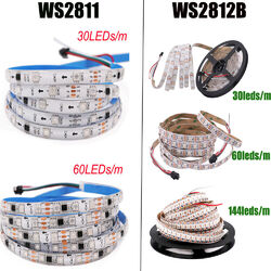 5V 5050 WS2812B WS2812 RGB LED Strip 1M-5M 30/60/144Leds Individual Addressable