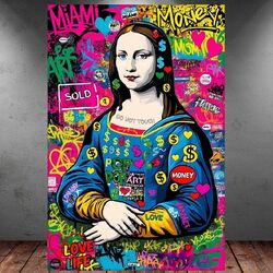 LEINWAND BILD ER XXL ABSTRAKT POP ART GESICHT FRAU GRAFFITI BUNT WAND POSTER 501