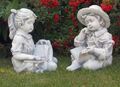 Junge & Mädchen mit Buch Set (S101145+S101146) Gartenfiguren Deko Statuen 44 cm