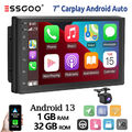 Android 13 Carplay 7" Autoradio 2 DIN 32G USB KAM GPS FM Mit RDS Touchscreen BT