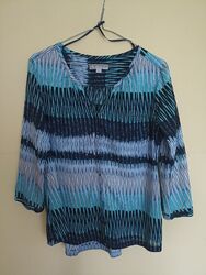 Comma Bluse Damen Oberteil Hemd Hemdbluse Gr.  40 Baumwolle Marine Blau Türkis 