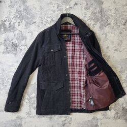 NEXT Signature Moleskin Jacke Herren Medium Navy Baumwolle Utility Druckknopf Reißverschluss Mantel A