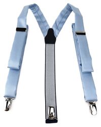 schmaler TigerTie Unisex Hosenträger mit 3 extra starken Clips - in hellblau Uni