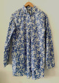 Scanlan & Theodore Oversize Blau Fallschirm Blumenmuster Baumwolle Shirt Größe 40" Brustumfang