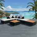 7-tlg. Garten-Lounge-Set mit Auflagen Poly Rattan Schwarz