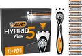 BIC Hybrid 5 Flex Rasierer Herren, Nassrasierer mit 10 Wechselklingen