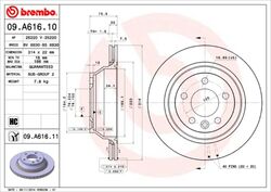 2x BREMBO Bremsscheibe PRIME LINE - UV Coated 09.A616.11 für VW MULTIVAN T5 7HM