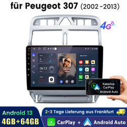 9" Autoradio DAB 2Din Navi Android13 CARPLAY AM für peugeot 307 2002-2013 4+64GB