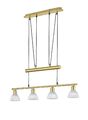 Pendelleuchte Pendellampe Messing 4 x E14  LED möglich Glas Eßtischlampe