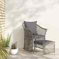 vidaXL 2-tlg. Garten-Lounge-Set mit Kissen Grau Poly Rattan