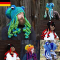 DE Fun Octopus Warme Strickmütze Tintenfisch Strickmütze Beanie Kostüm Halloween