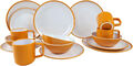 Campinggeschirr Set 4 Personen Melamin Yellow 16-teilig Picknick Teller Tassen