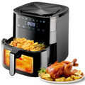 1800W Heißluftfritteuse XXL Air Fryer Fritteusen Heißluft Ofen Friteuse Schwarz