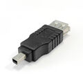 1x Adapter USB 2.0 Typ A Kupplung Buchse auf Mini USB Stecker Typ B 4-Polig 4p