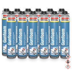 12x Soudal Pistolenschaum Bauschaum 750ml Montageschaum Soudafoam Gun Foam