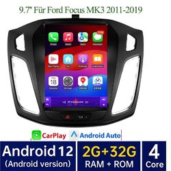 Für Ford Focus MK3 12-18 DAB+ 9.7" Android 13 Autoradio Apple CarPlay GPS RDS BT