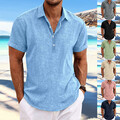 Herren Kurzarm Hemd Tops Freizeit Knopf T-Shirt Bluse Strand Hemden Oberteile DE