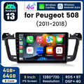 4+64GB Android13 9" Autoradio Doppel Din Für Peugeot 508 2011-2018 GPS Navi WIFI