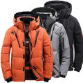 24Herren Winter Warm Ente Daunenjacke Ski Schnee Dick Kapuze Puffer Mantel Parka