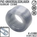 4 x 6 mm PVC Schlauch Aquarium Luft Wasser universal glasklar - 25 m Rolle