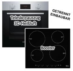 HERDSET Bosch Backofen + Induktionskochfeld Booster autark 60 cm Teleskopauszug