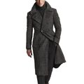 Herrenmantel Grauer Karierter Wintermantel Blazer Anzug Business Freizeit Custom