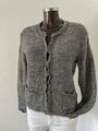 TOP ♥ XL ♥ HALLHUBER STRICKJACKE GRAU ♥ EDEL mit KASCHMIR + MOHAIR ♥ JACKE DAMEN