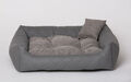 Hundebett Hundekissen Hundesofa Gestepptes Kunst Leder Grau XL 90x75 cm