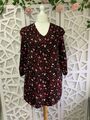 Simply Be Kleid Gr. 18 schwarz rot Blumen dehnbar ditsy NEU mit Etikett