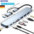 USB C Hub 8 in 1 Adapter 4K HDMI USB 3.0 LAN RJ45 Ethernet Micro SD Kartenleser.