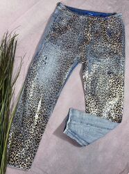 Damen JEANS S. Woman H8049 Stretch Hose metallic LEO Print L 42 44