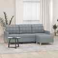 3-Sitzer-Sofa mit Hocker Hellgrau 180 cm Stoff