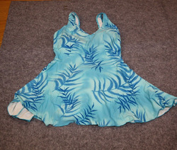 BADEANZUG SCHWIMMANZUG OBEN MIT KLEID GRÖSSE 44 D BLAU GEMUSTERT SCHAUMSTOFF