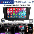 9" Autoradio Android 13 4+64G NAVI Bluetooth RDS Für BMW 3er E90 E91 E92 +Kamera