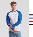 Herren Longsleeve Baseball Shirt von Fruit of the Loom Baumwolle S-2XL 61-028-0