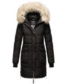 Damen Winterjacke Kapuze Kunstfell Winter Jacke lang Schwarz XL V573 R7-D