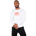 ALPHA INDUSTRIES Herren Sweater Basic white neon orange Pullover Sweatshirt S