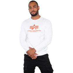 ALPHA INDUSTRIES Herren Sweater Basic white neon orange Pullover Sweatshirt S