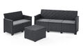 Lounge-Set von Keter, 3tlg. 3er Sofa & 2er Sofa mit Tisch, Polyrattan Gartenset