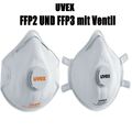 UVEX FFP2 oder FFP3 Maske mit Ventil Schutzmaske Atemschutzmaske Mundschutz 