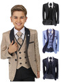 Jungen Slim Fit Paisley Blumenmuster 5-teiliger Anzug mit Satin-Revers - formelle Kleidung im Alter von 1-16