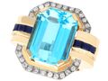 Vintage 26,01ct Topas 0,54ct Saphir und 0,55ct Diamantgelbgold Kleiderring