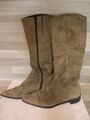 Stiefel spitz Vera Gomma Made in Italy Echtleder Moosgrün Gr. 36,5 Top Zustand